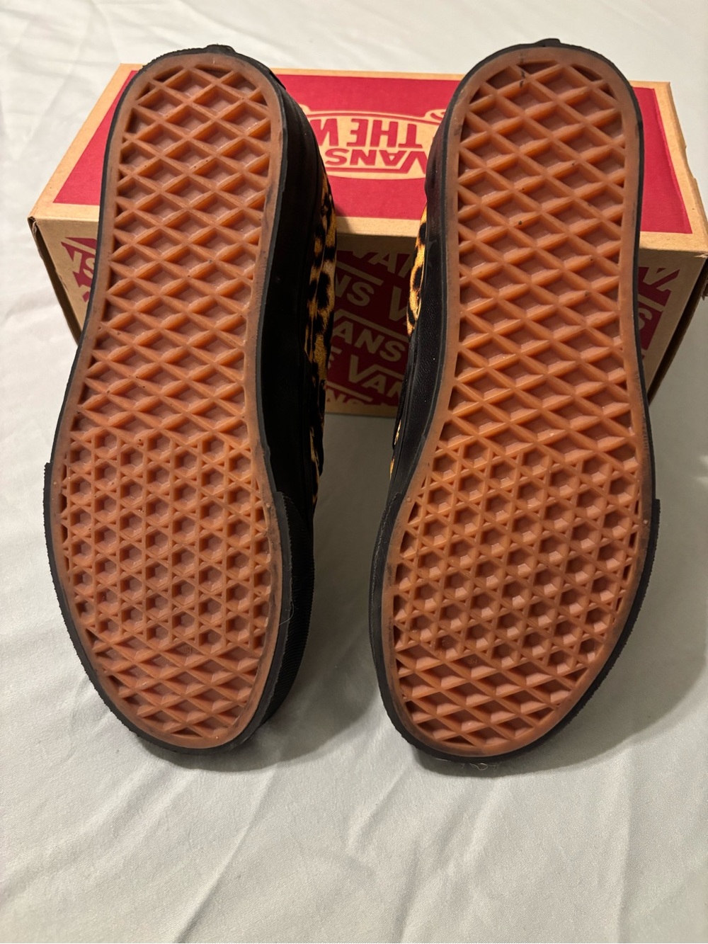 Vans Leopard Print Slip-On Sneakers with Black Soles - Picture 4 of 6